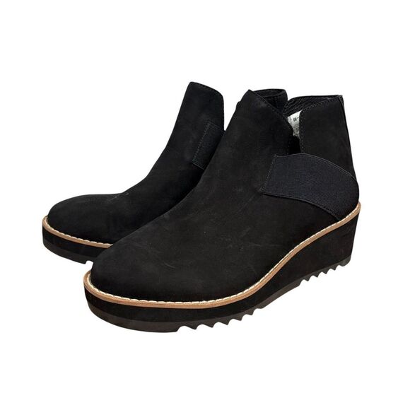 Eileen Fisher Shoes - NEW Eileen Fisher Women's Lark Wedge Heel Booties Nubuck Black Leather Size 5.5